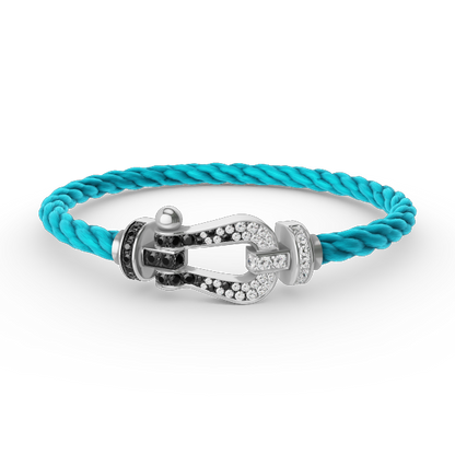 [Stellar Jewelry]FORCE LARGE HORSESHOE BLACK WHITE DIAMOND BRACELET SILVER
