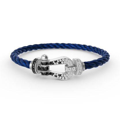 [Stellar Jewelry]FORCE LARGE HORSESHOE BLACK WHITE DIAMOND BRACELET SILVER