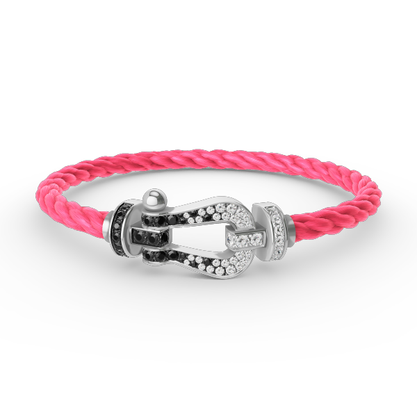 [Stellar Jewelry]FORCE LARGE HORSESHOE BLACK WHITE DIAMOND BRACELET SILVER