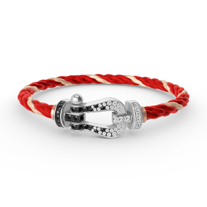 [Stellar Jewelry]FORCE LARGE HORSESHOE BLACK WHITE DIAMOND BRACELET SILVER