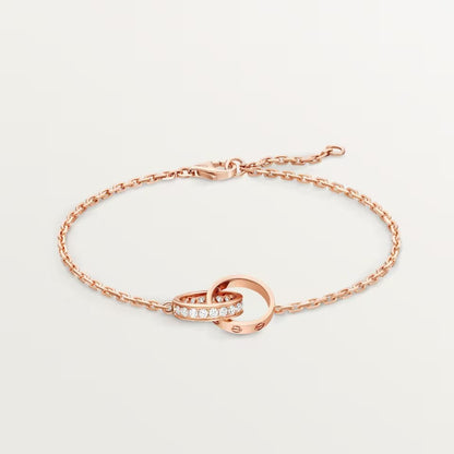 [Stellar Jewelry]LOVE DOUBLE RING HALF DIAMOND BRACELET