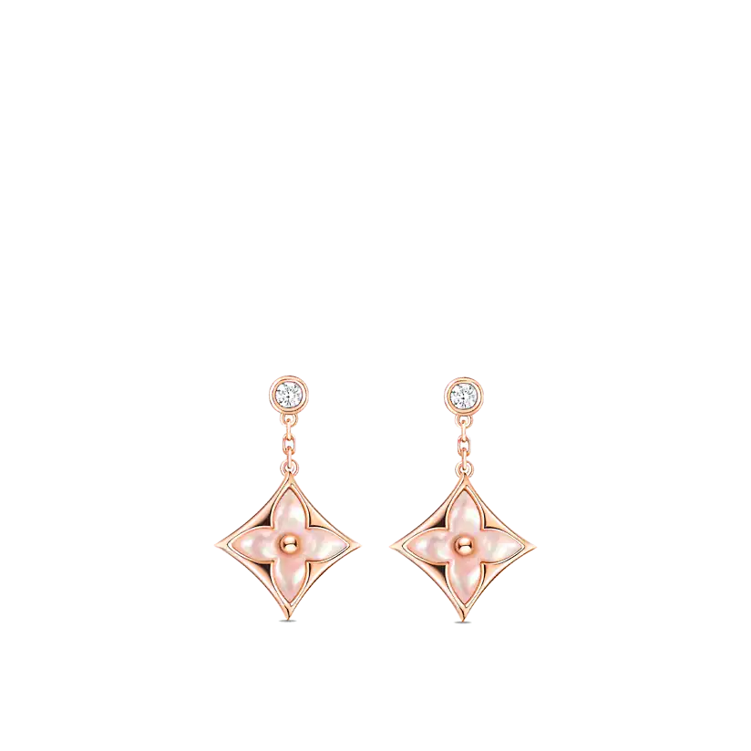 [Stellar Jewelry]DOUBLE STAR PINK GOLD MOP DROP EARRINGS