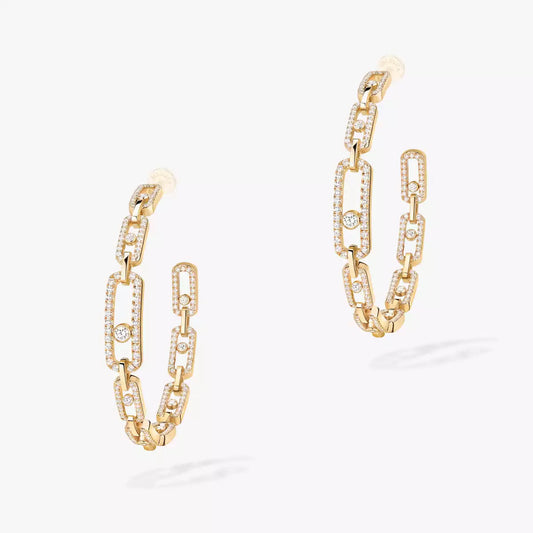 [Stellar Jewelry]Move Link Diamond Hoop Earrings