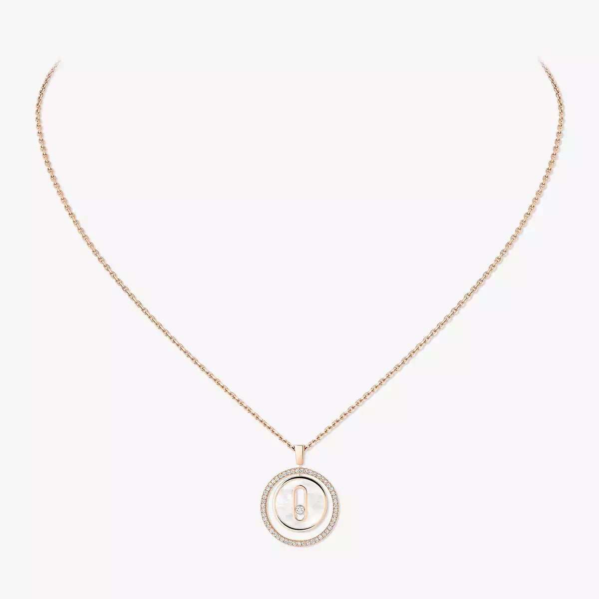 [Stellar Jewelry]Lucky Move Diamond Necklace in Rose Gold and White Mother-of-Pearl