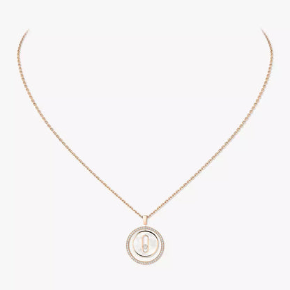[Stellar Jewelry]Lucky Move Diamond Necklace in Rose Gold and White Mother-of-Pearl