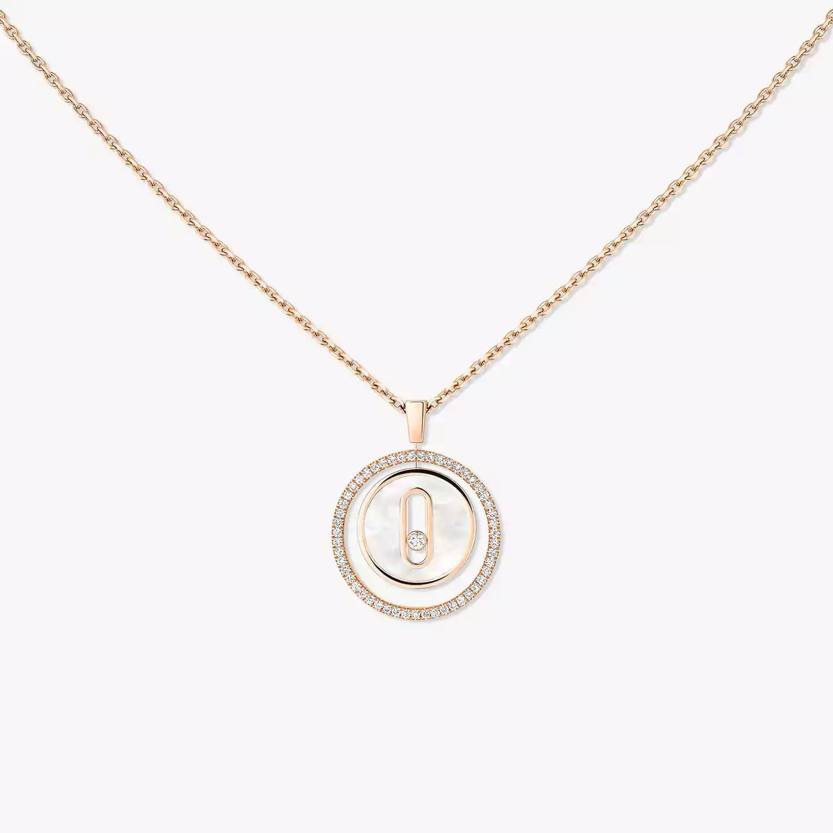 [Stellar Jewelry]Lucky Move Diamond Necklace in Rose Gold and White Mother-of-Pearl