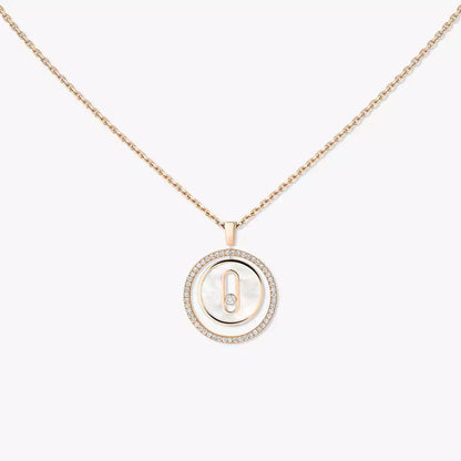 [Stellar Jewelry]Lucky Move Diamond Necklace in Rose Gold and White Mother-of-Pearl
