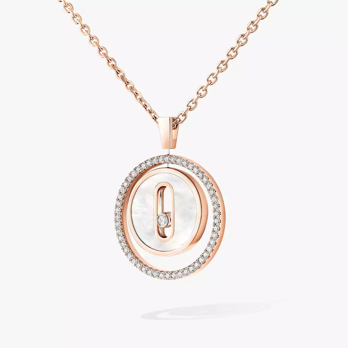 [Stellar Jewelry]Lucky Move Diamond Necklace in Rose Gold and White Mother-of-Pearl