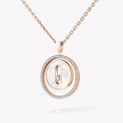[Stellar Jewelry]Lucky Move Diamond Necklace in Rose Gold and White Mother-of-Pearl