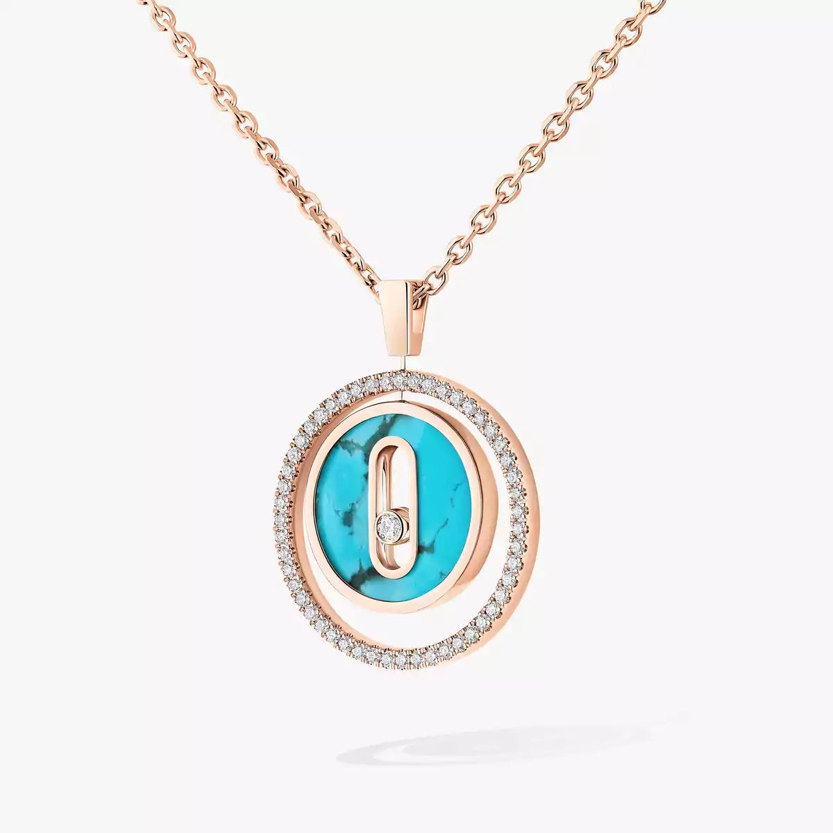[Stellar Jewelry]Lucky Move Diamond Necklace in Rose Gold and White Mother-of-Pearl