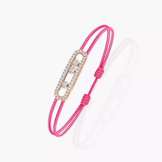 [Stellar Jewelry]Care(Medium-3.5mm) pink cord pavé bracelet