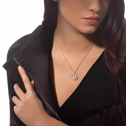 [Stellar Jewelry]Lucky Move Diamond Necklace in Rose Gold and White Mother-of-Pearl