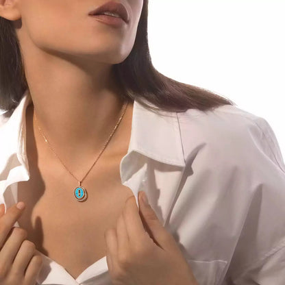 [Stellar Jewelry]Lucky Move Diamond Necklace in Rose Gold and White Mother-of-Pearl