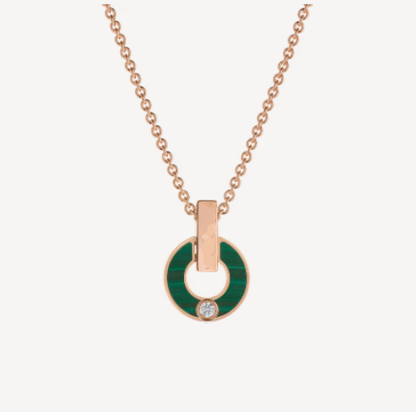 [Stellar Jewelry]GARI NECKLACE PINK GOLD MALACHITE