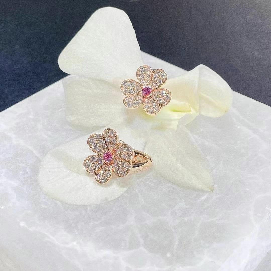 [Stellar Jewelry]FRIVOLE PINK GOLD FLOWER DIAMOND EARRINGS