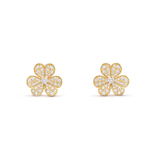 [Stellar Jewelry]FRIVOLE GOLD FLOWER DIAMOND EARRINGS