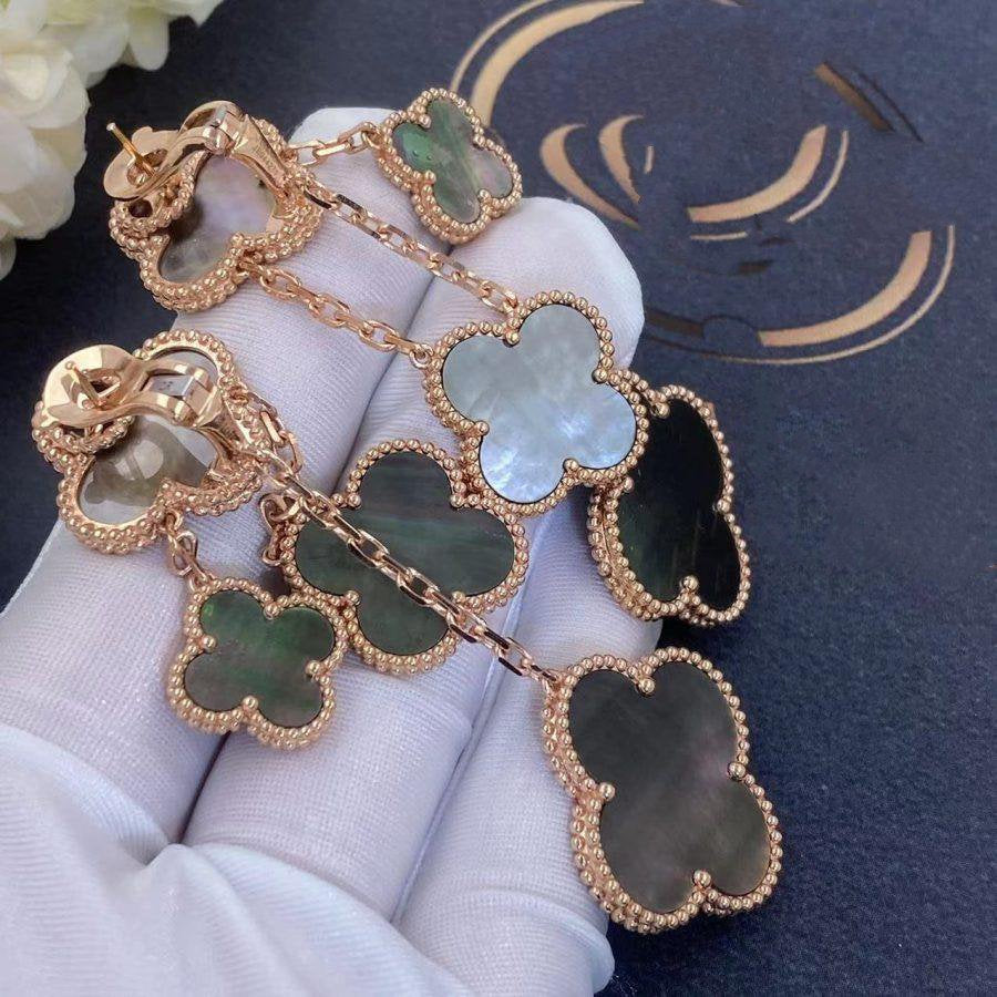 [Stellar Jewelry]CLOVER EARRINGS DARK MOP 4 MOTIFS ROSE GOLD