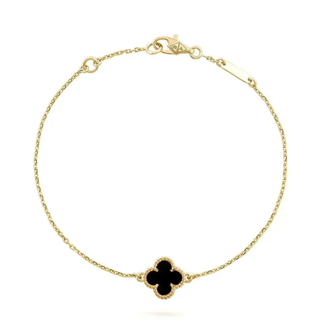 [Stellar Jewelry]CLOVER ONYX SINGLE FLOWER BRACELET