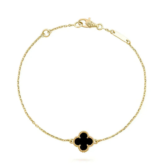 [Stellar Jewelry]CLOVER ONYX SINGLE FLOWER BRACELET