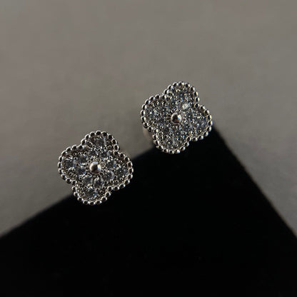 [Stellar Jewelry]CLOVER MINI DIAMOND STUD EARRINGS